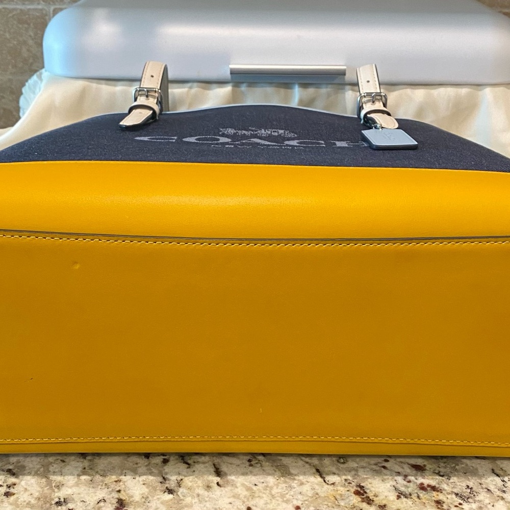 Coach Denim Blue Tote with Yellow Trim - Picture 9 of 10